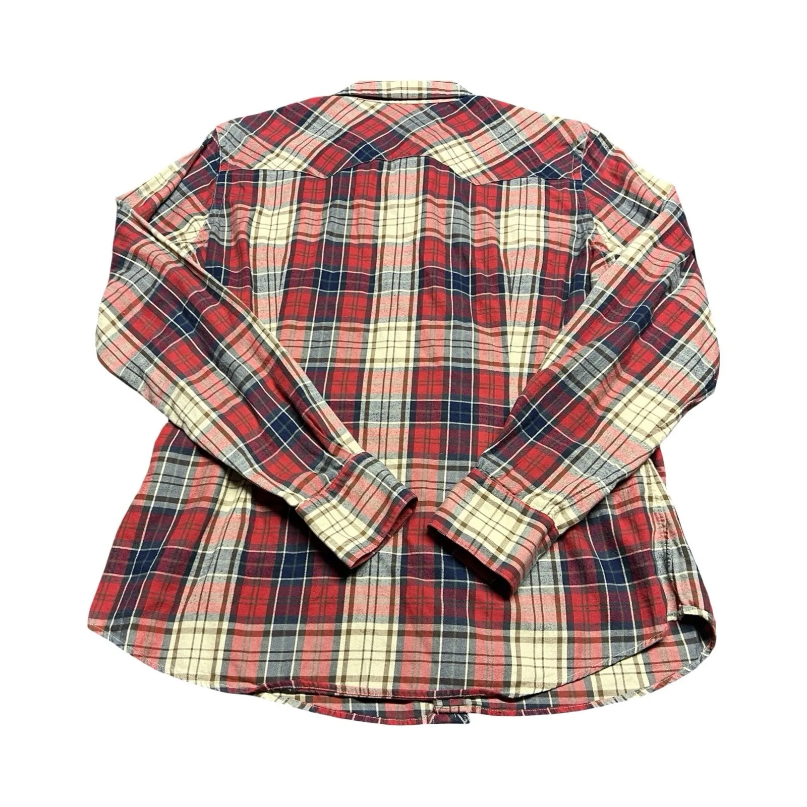 Vtg Ralph Lauren Sport Woman's Western 14 Diamond Pearl Snap Plaid Button Up Red - Image 4