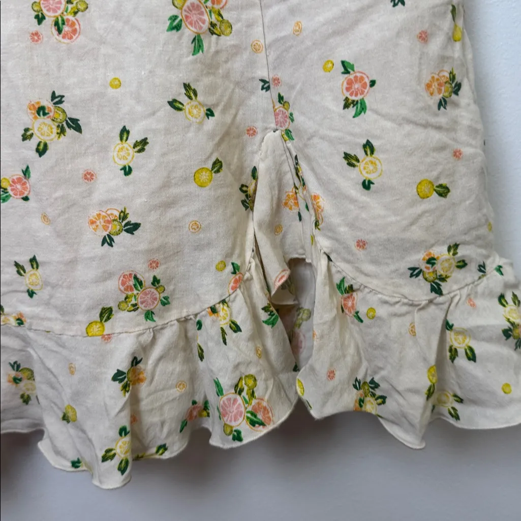Free people like a lady citrus printed mini dress size Small Linen Blend - Image 6