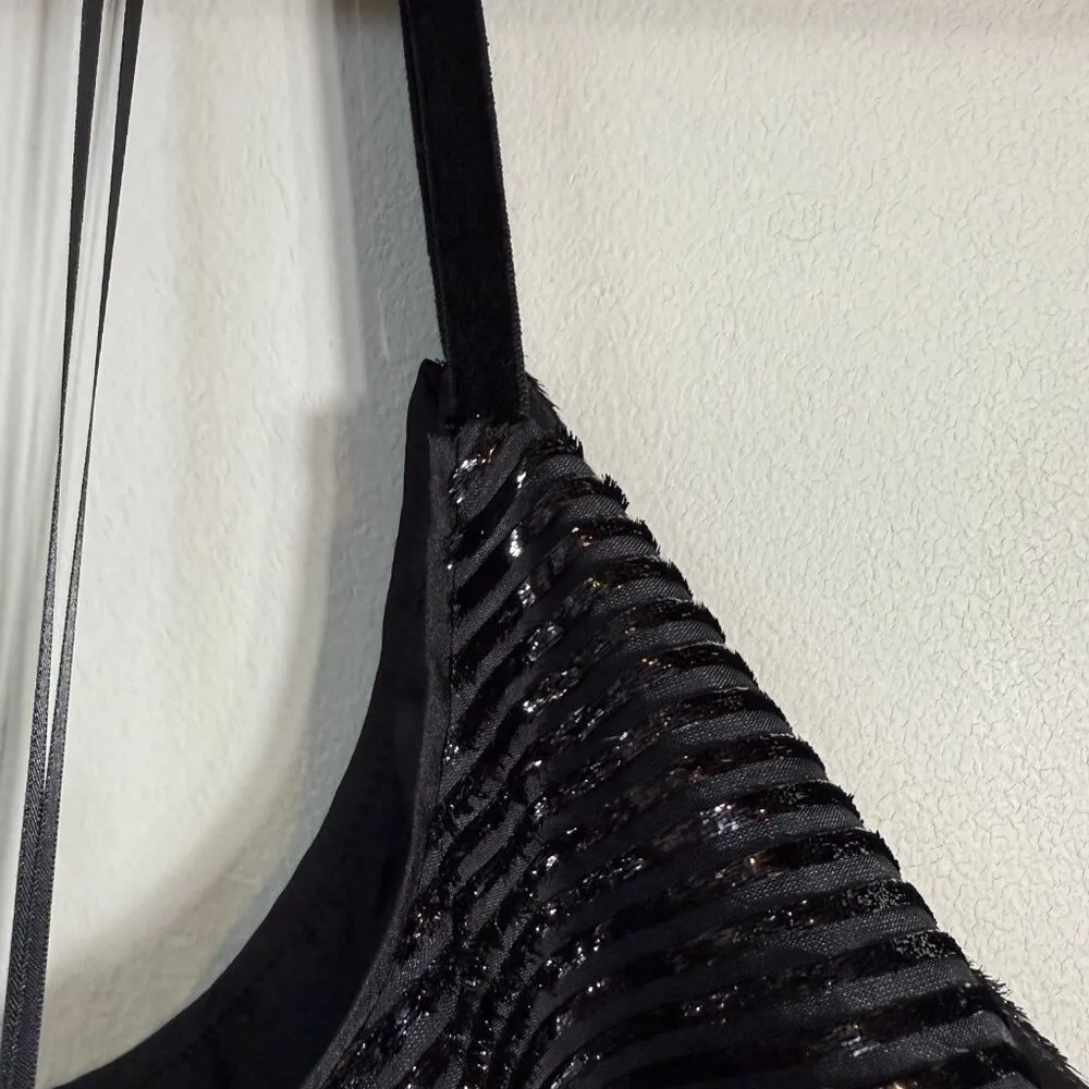 Trina Turk Geometric Striped Cowl Neck Asymmetrical Dress Womens Large Black NWT - Image 10