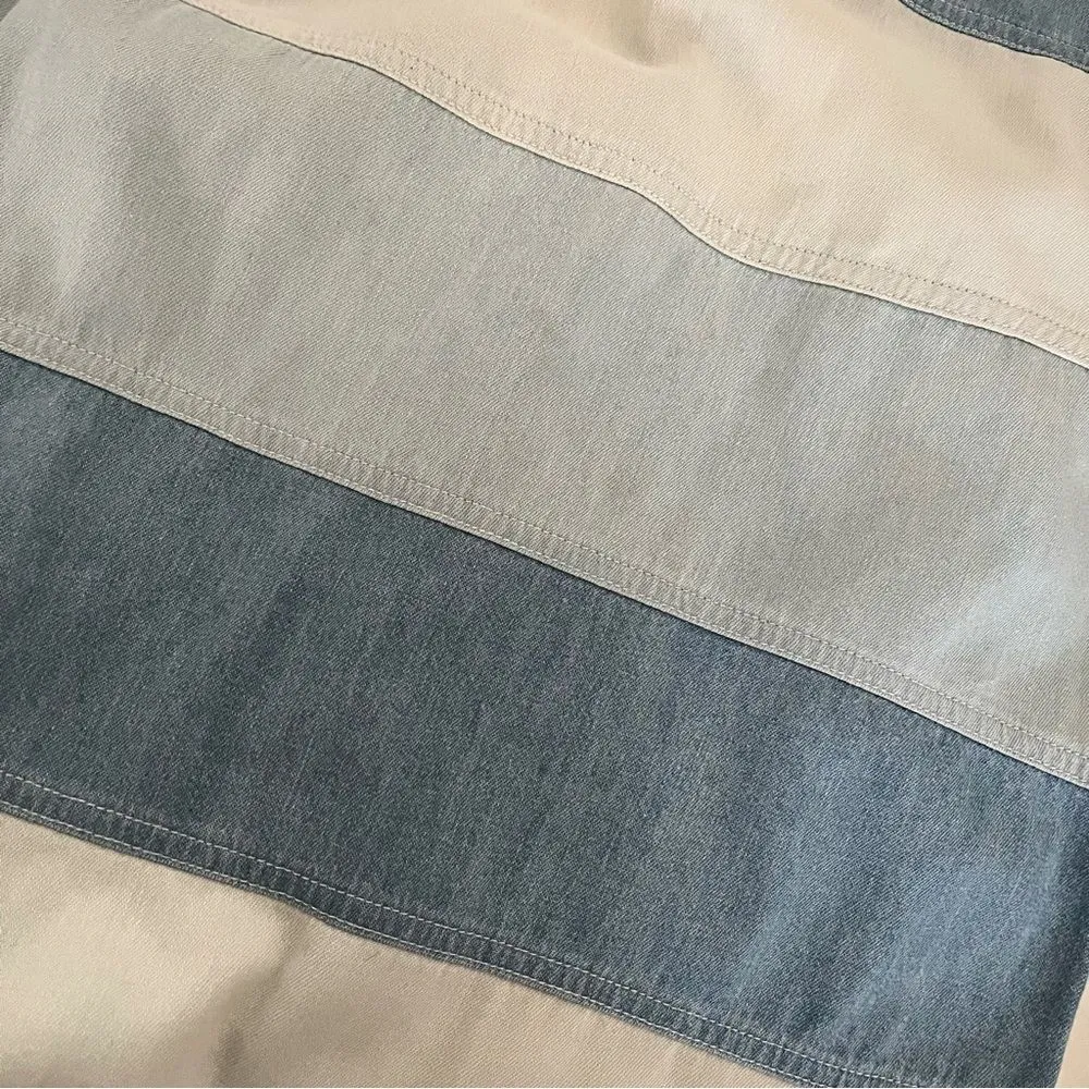 PALMER E PALMER Denim Dress Sleeveless Blue Stripes Shift Womens Size 10 - Image 6