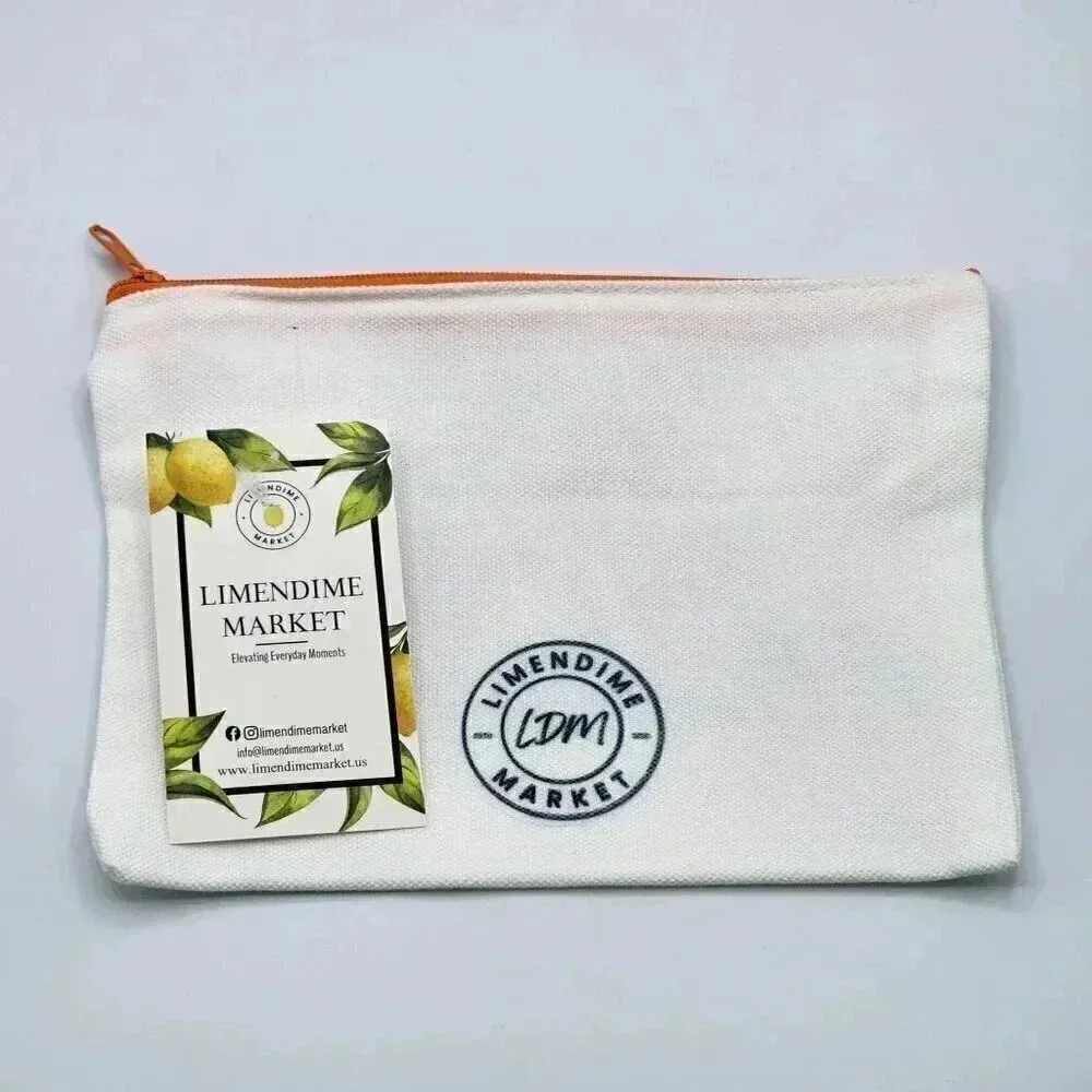 Alhamdulillah Canvas‎ Zipper Pencil Bag Makeup Bag Pouch Bag Handmade NWT Orange - Image 2