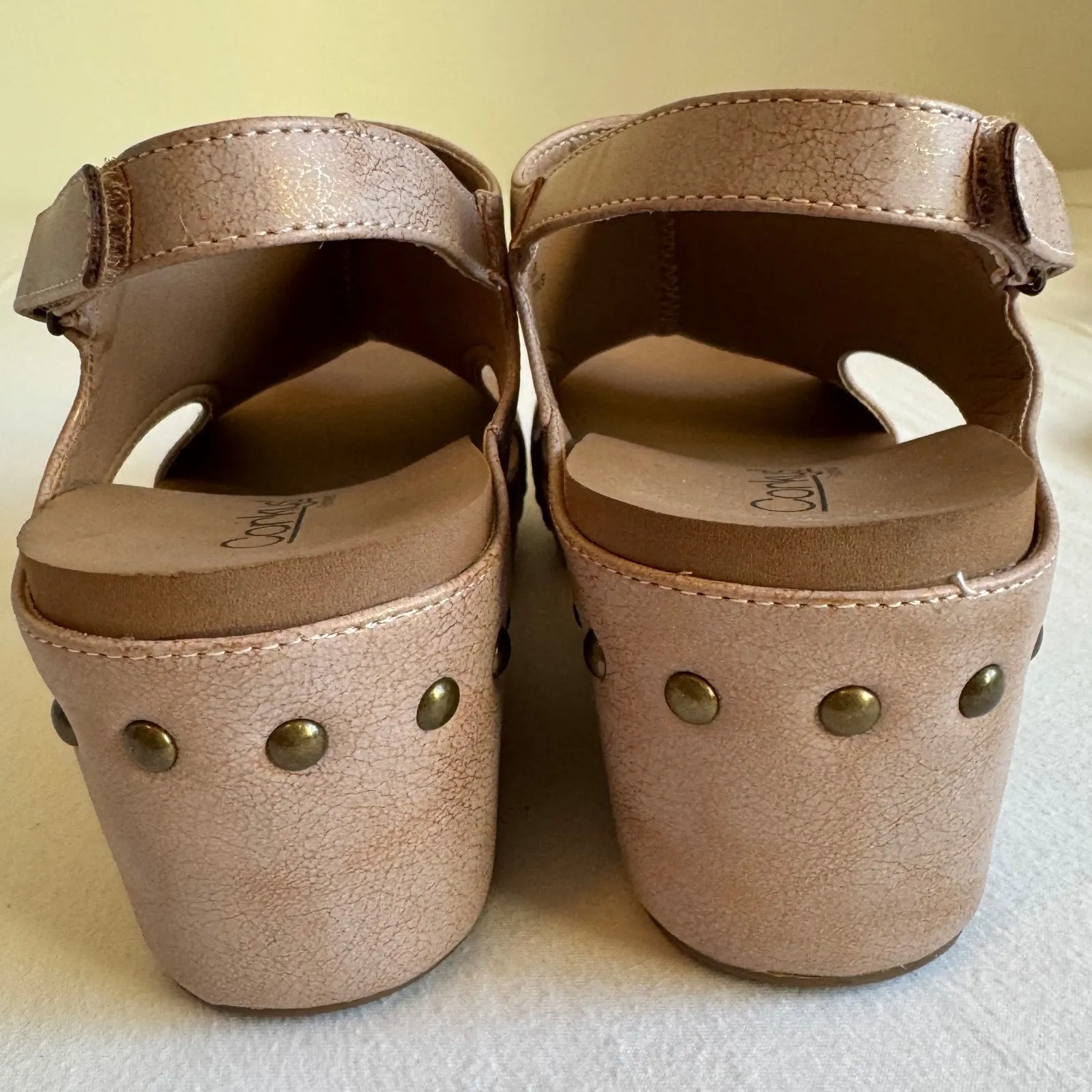 Corkys sz 10 Womens Carley Studded Studded Sligback Wedge Sandal Comfort Bronze Brown - Image 7