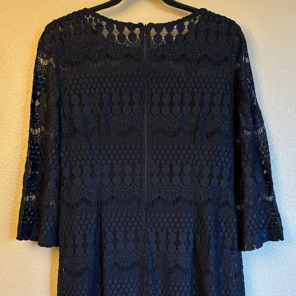 Elegant BLACK Lace Dress 3/4 Sleeve Knee Length Size 8 - Image 7