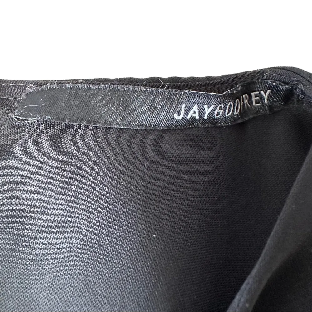 Jay Godfrey Black Wrap Dress Deep V Long Sleeve Mini Dress XS - Image 4