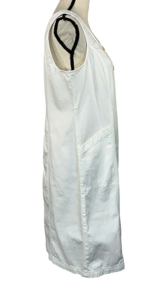 Style & Co Petite 12P Denim Dress Sleeveless Button-Up Pockets Scoop Neck White - Image 3