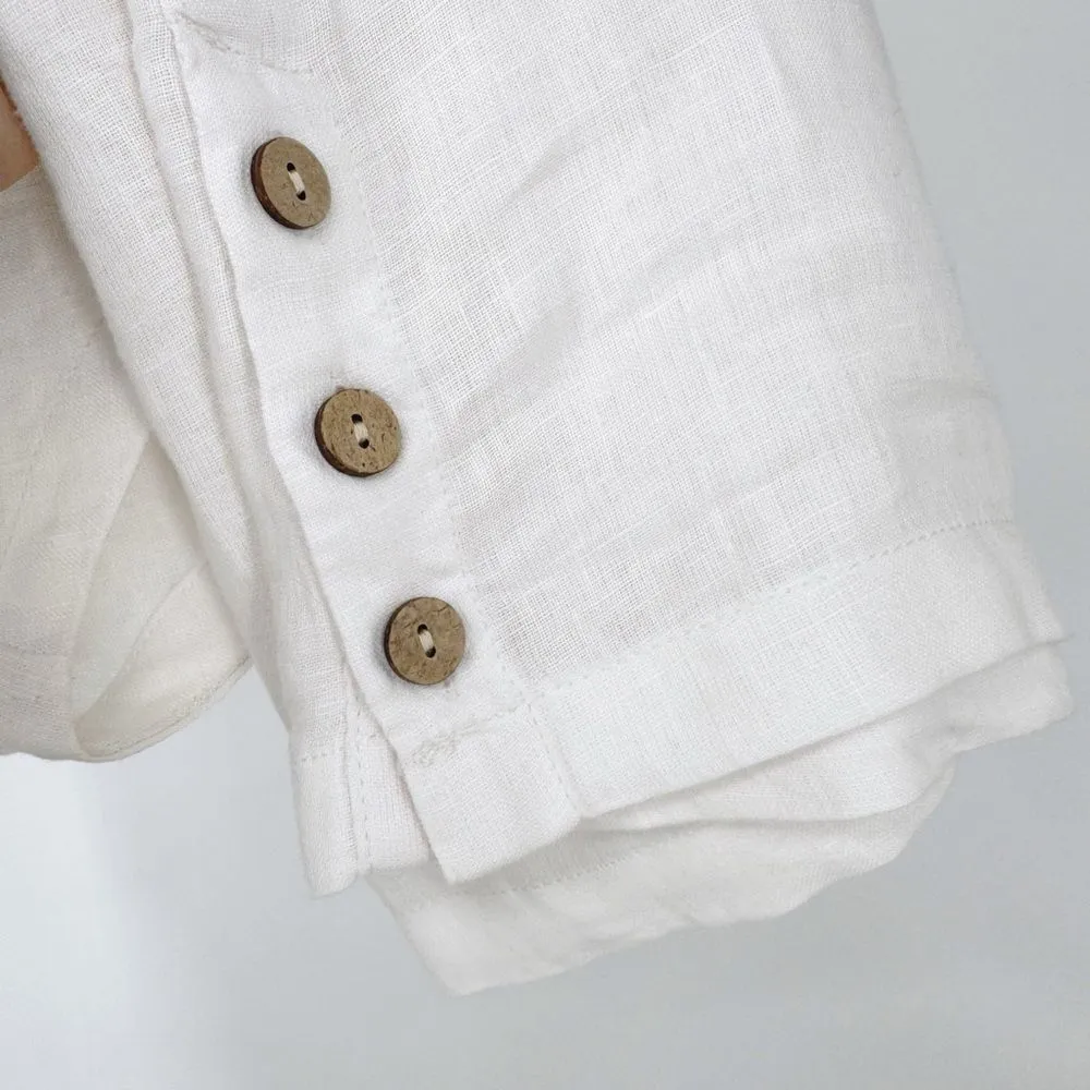 Cynthia Rowley Linen Side Buttons Boxy Short Sleeve Lagenlook White‎ Top Small - Image 6