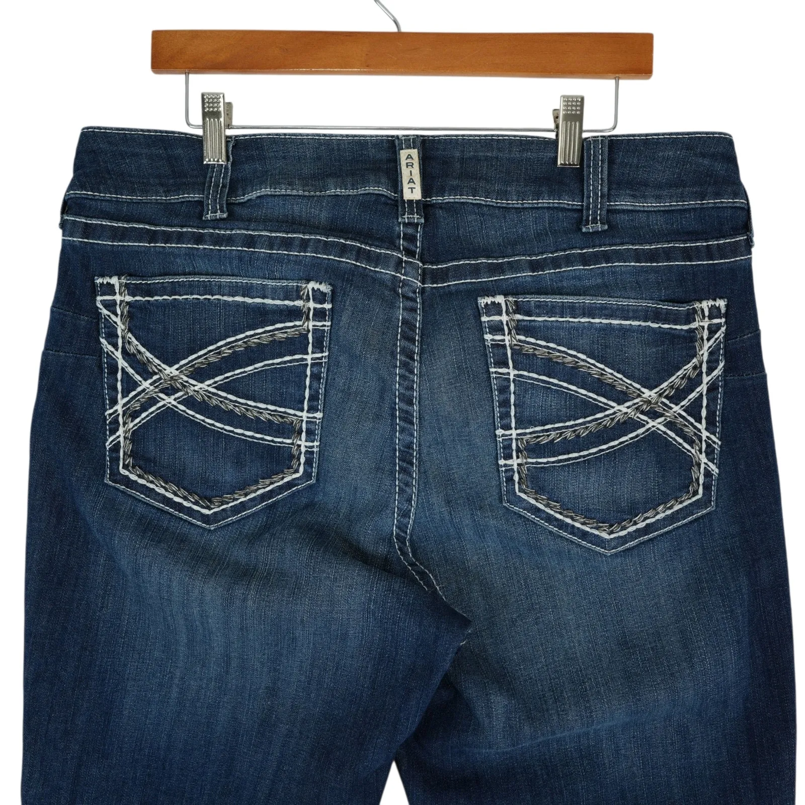 Ariat Real Denim Jeans Womens 34R Mid Rise Stretch Entwined Boot Cut Western - Image 4