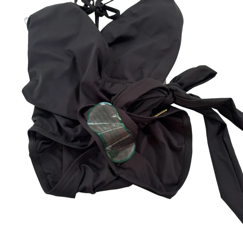 Vince Camuto V Neck Halter Wrap Tie One Piece Swimsuit Black Size 6 NWT - Image 6