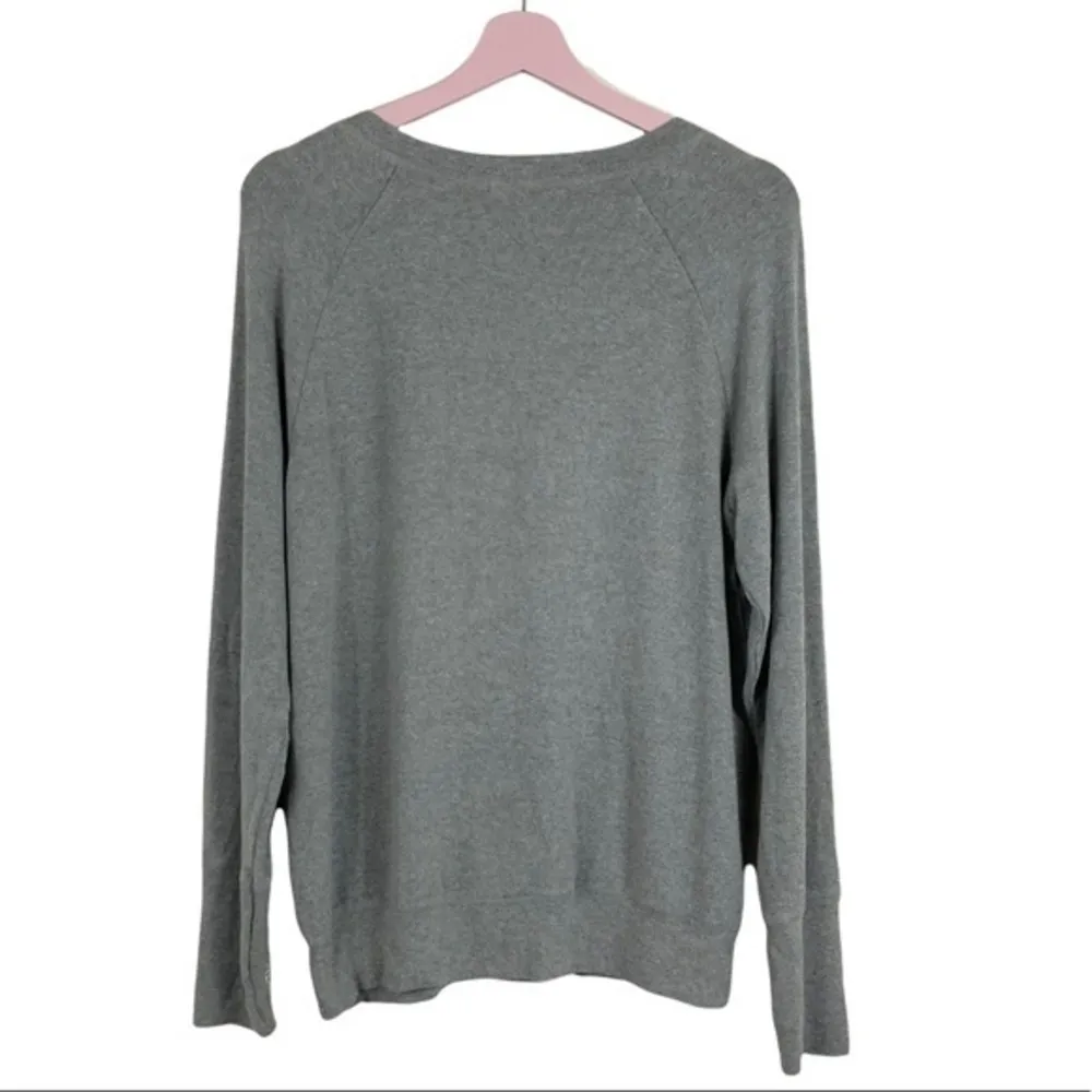 HelloNite! Winter scoop neck top small‎ gray snowflake embellished cuff - Image 3