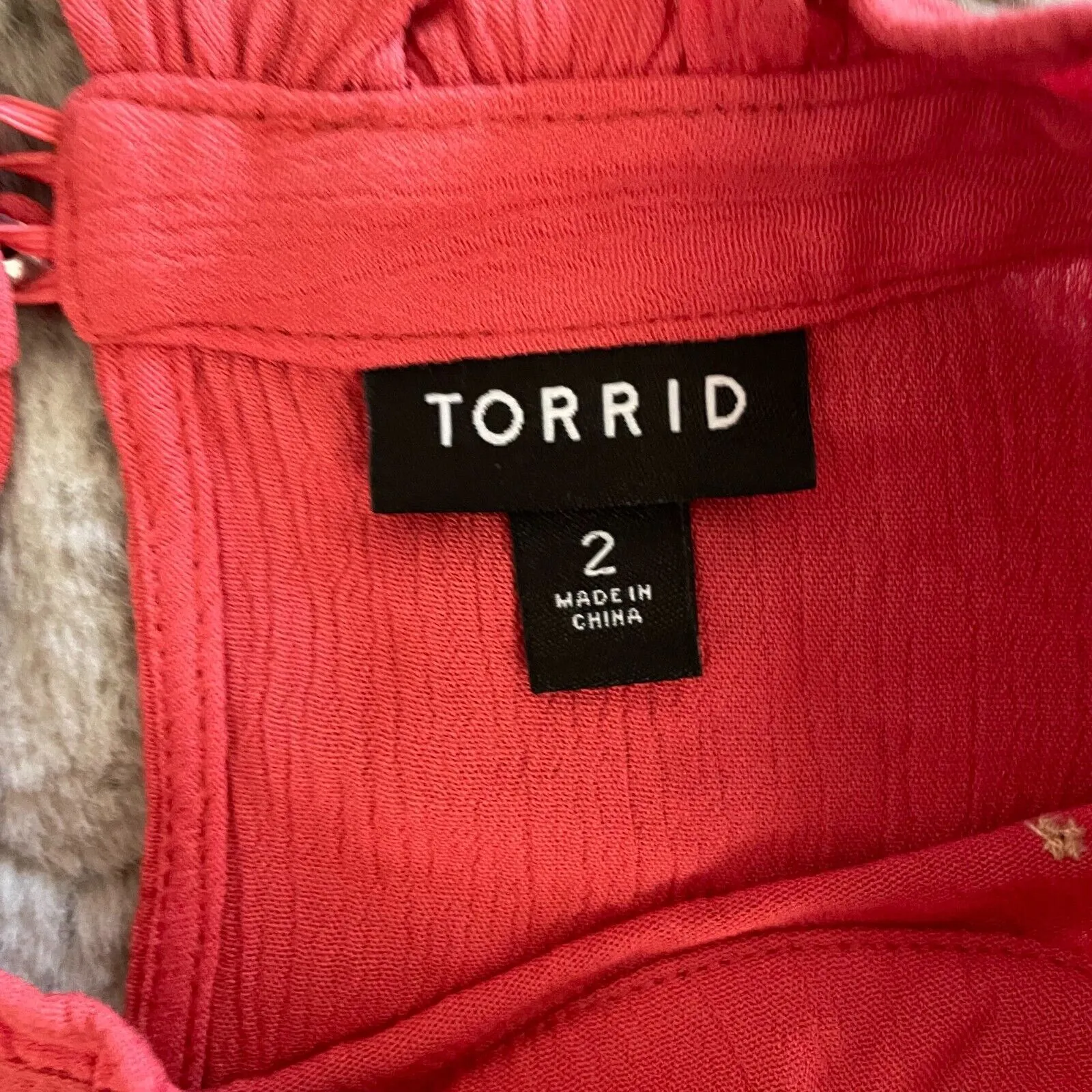 Torrid Women's Coral Boho Embroidered Ruffle Trim‎ Blouse Size 2X Relaxed Career - Image 9