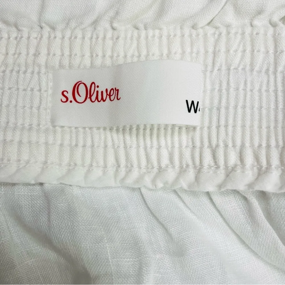 S.Oliver White Midi Linen Wide Leg Pants, elastic waistband Sz. 40 US L ( 12 ) Size L - Image 7