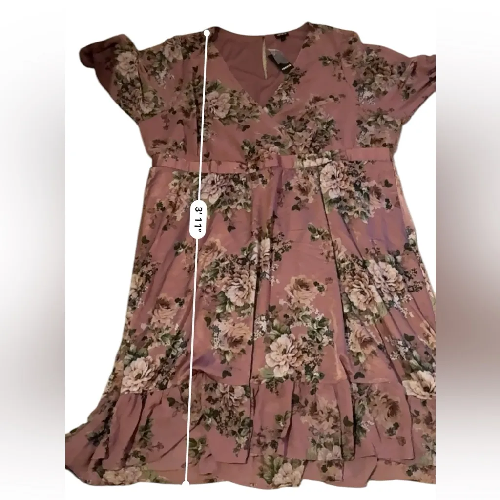 Torrid Mauve Floral Print Crossover Front Chiffon‎ 3/4 Sleeve Midi Dress 5X NEW - Image 12