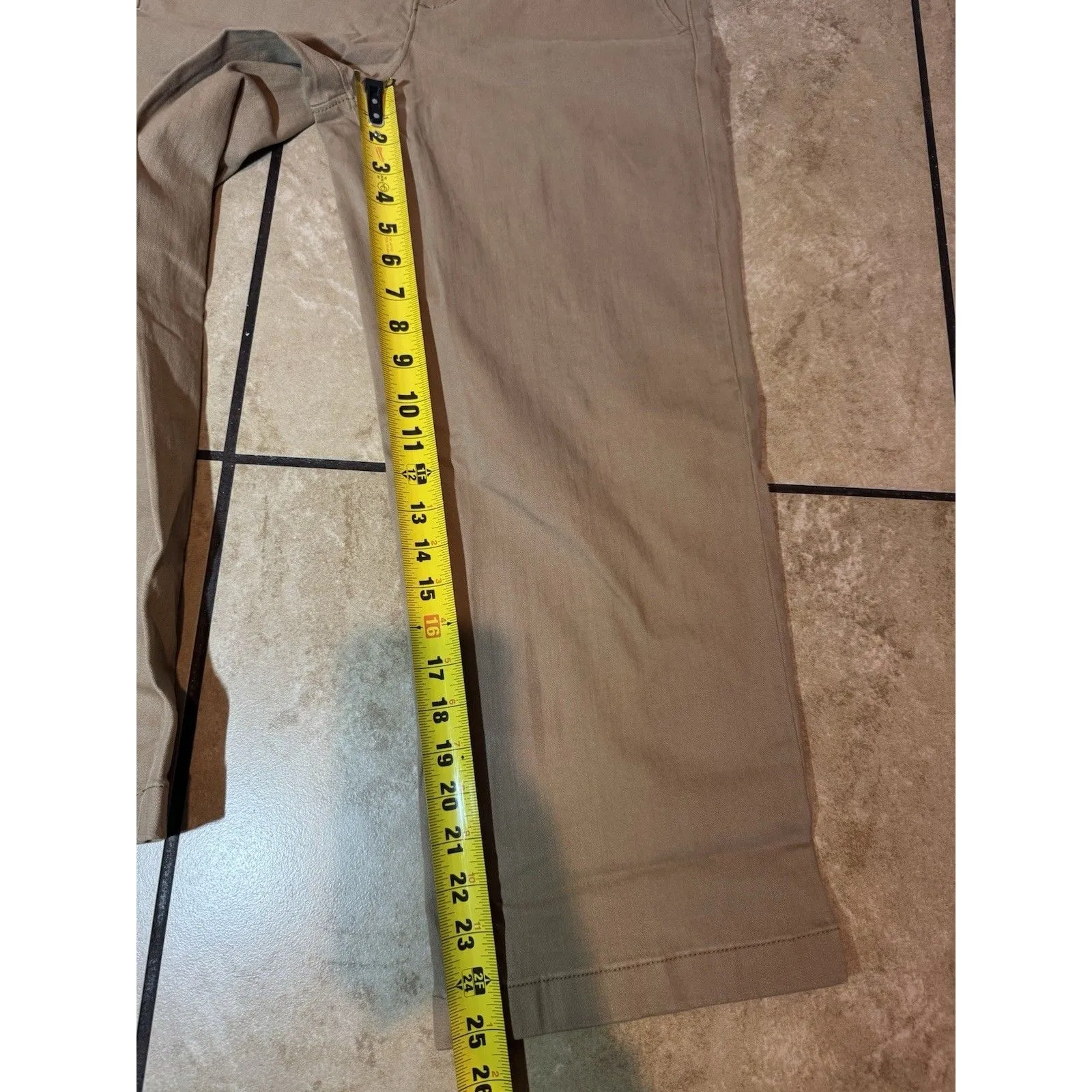 Ella Moss Womens Pants Brown/Khaki Cropped Wide Leg High-Rise Belt Loops Sz 8 - Image 16