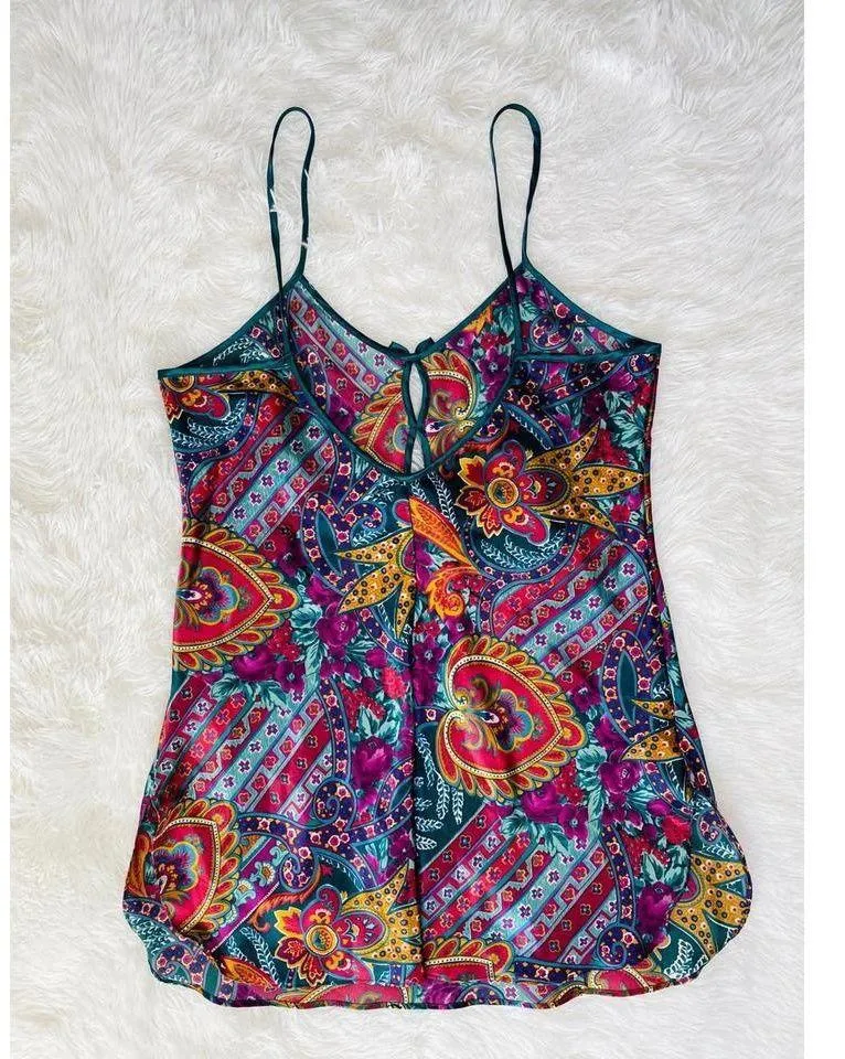Vintage  Floral Heart Printed Bow Lingerie Slip Dress - Image 4