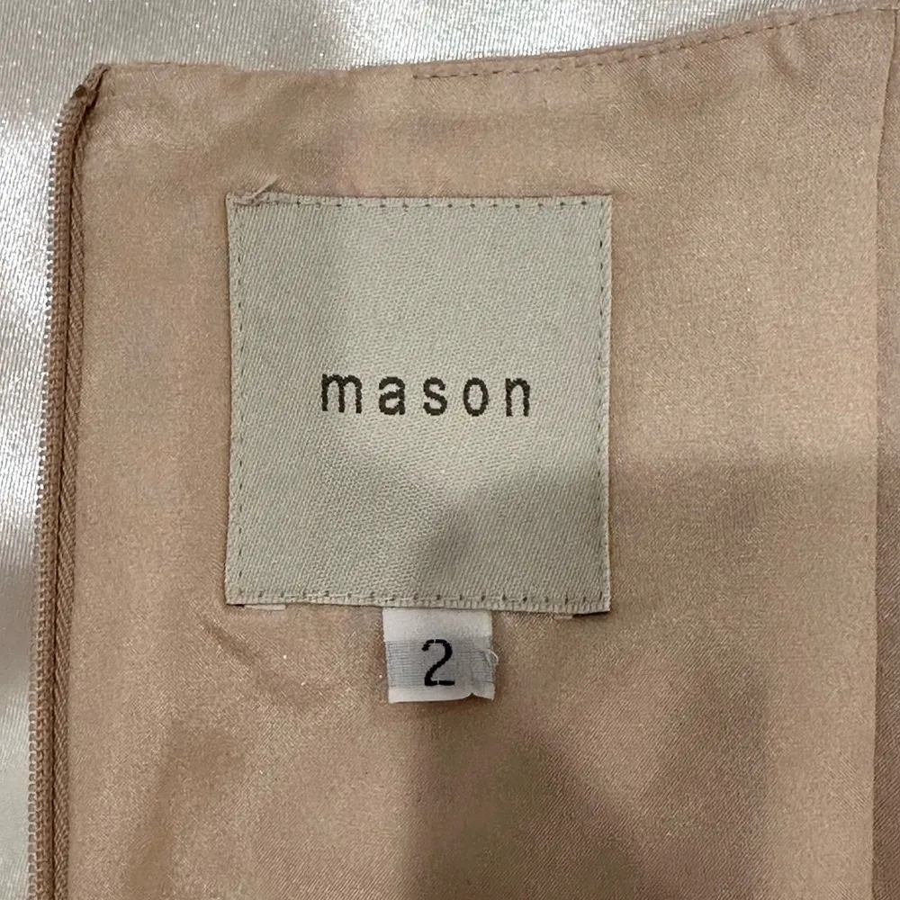 Mason By Michelle Mason Nude Strapless Mini Dress Size 2 Silk Cocktail Y2K Chic Tan - Image 7