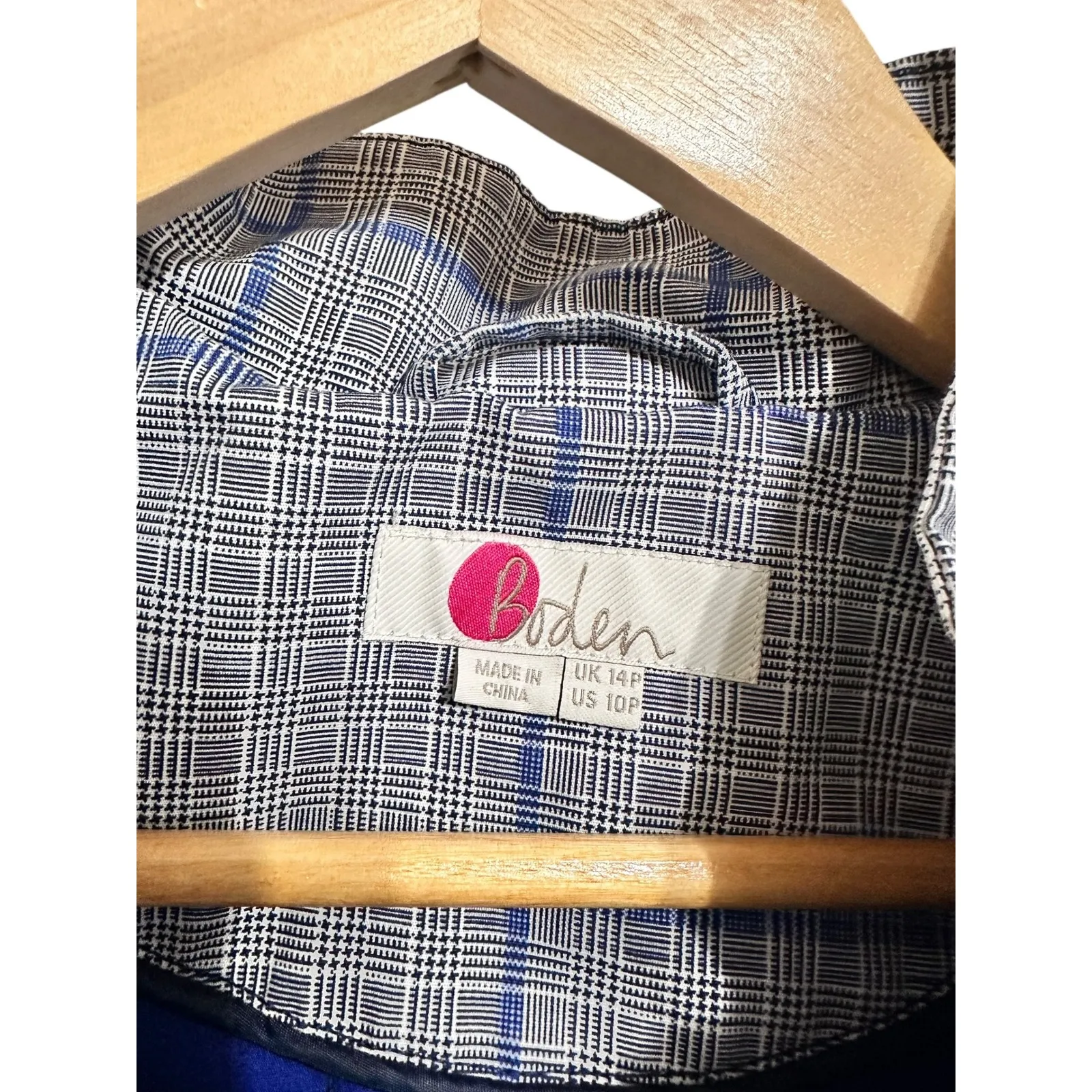 Boden suki waterproof coat plaid Parka‎ Jacket Blue Gray Women's UK 14 US 10 Size 10P - Image 4