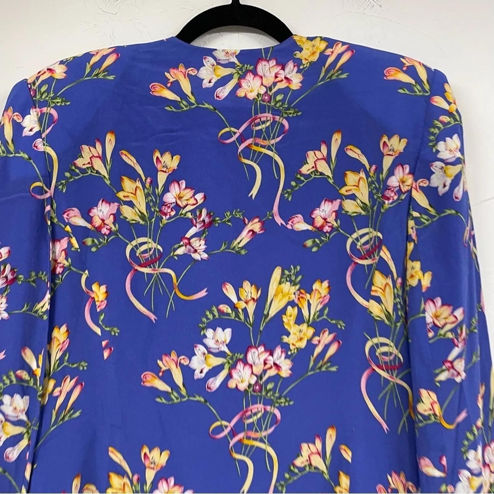 Vintage Herman Geist Blue Floral Print Blazer & Maxi Dress 2 Piece Matching Set Size 8 - Image 2