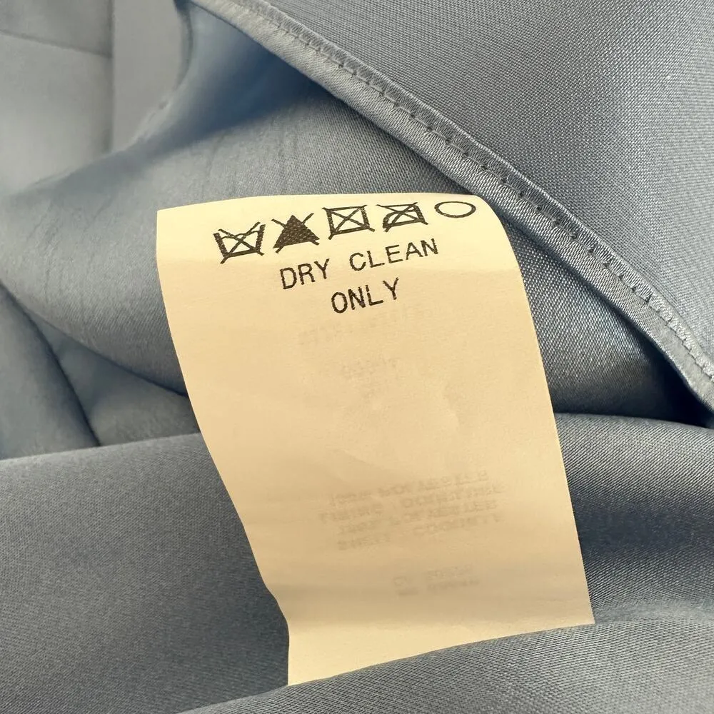 ABS Allen Schwartz Strapless Dress Light Blue Satin Corset Draped Pleated US 2 - Image 11