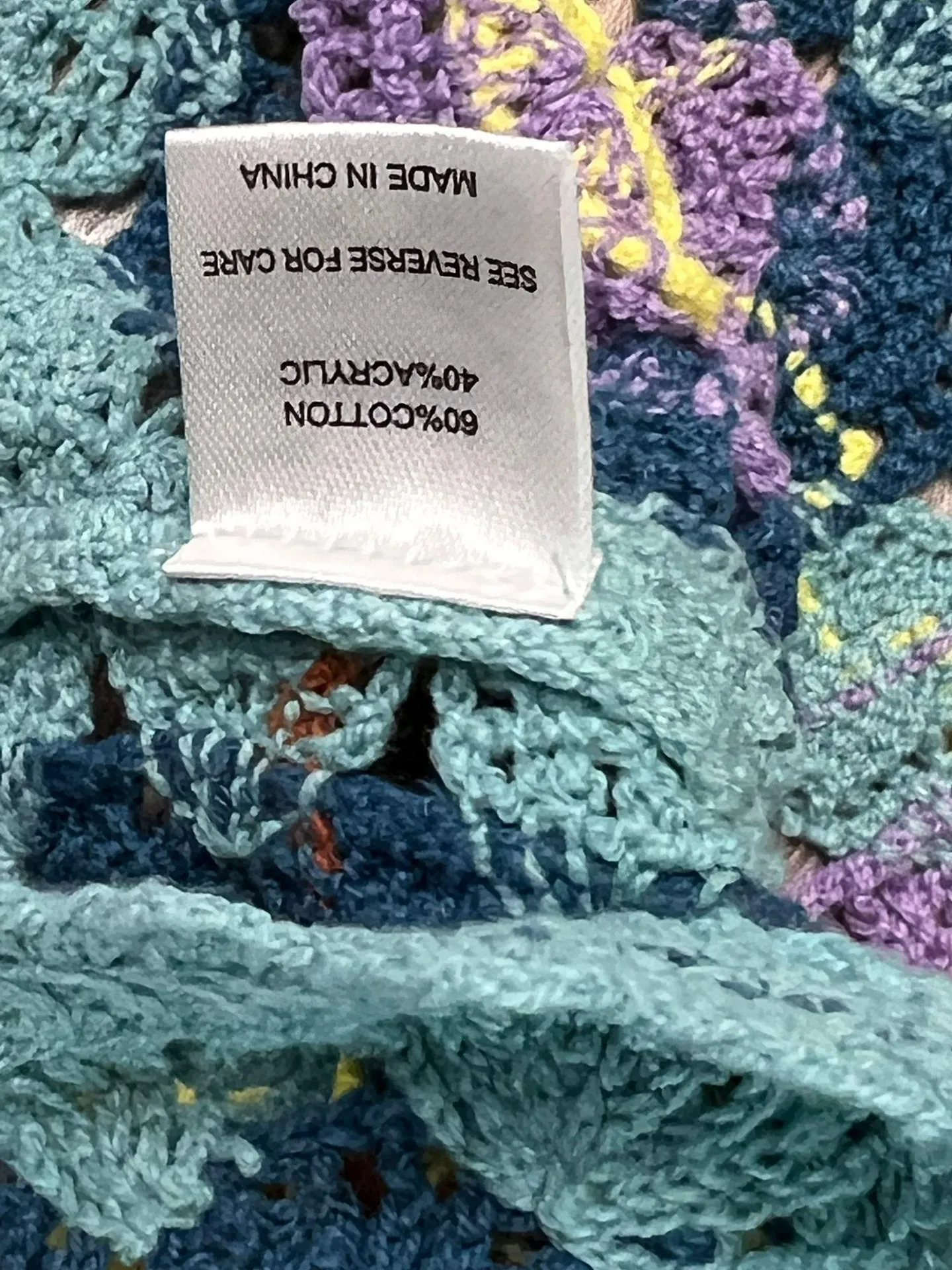 Bohemian Granny Squares Crocheted Crop Tank Top Green MEDIUM NWT - Image 6