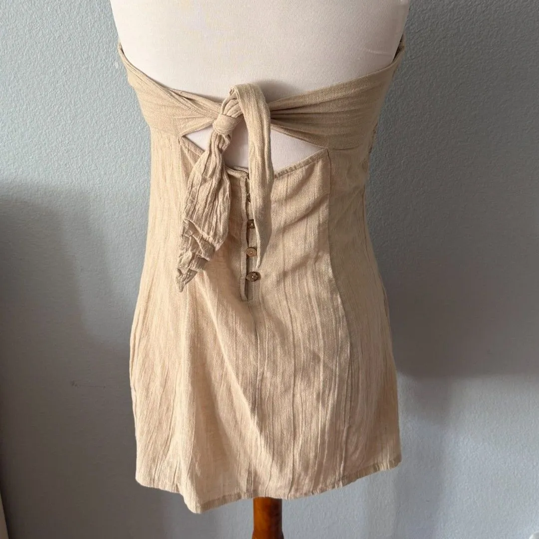 Free People Boogie Down Linen Mini Dress Size Medium - Image 7