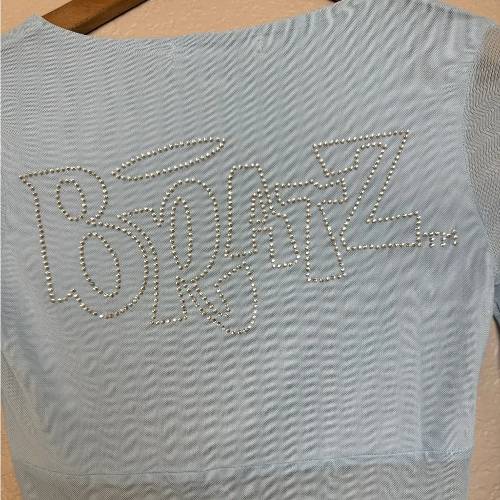 Dolls Kill x Bratz Call Me Angel Light Blue Rhinestone Long Sleeve Blouse XS - Image 9