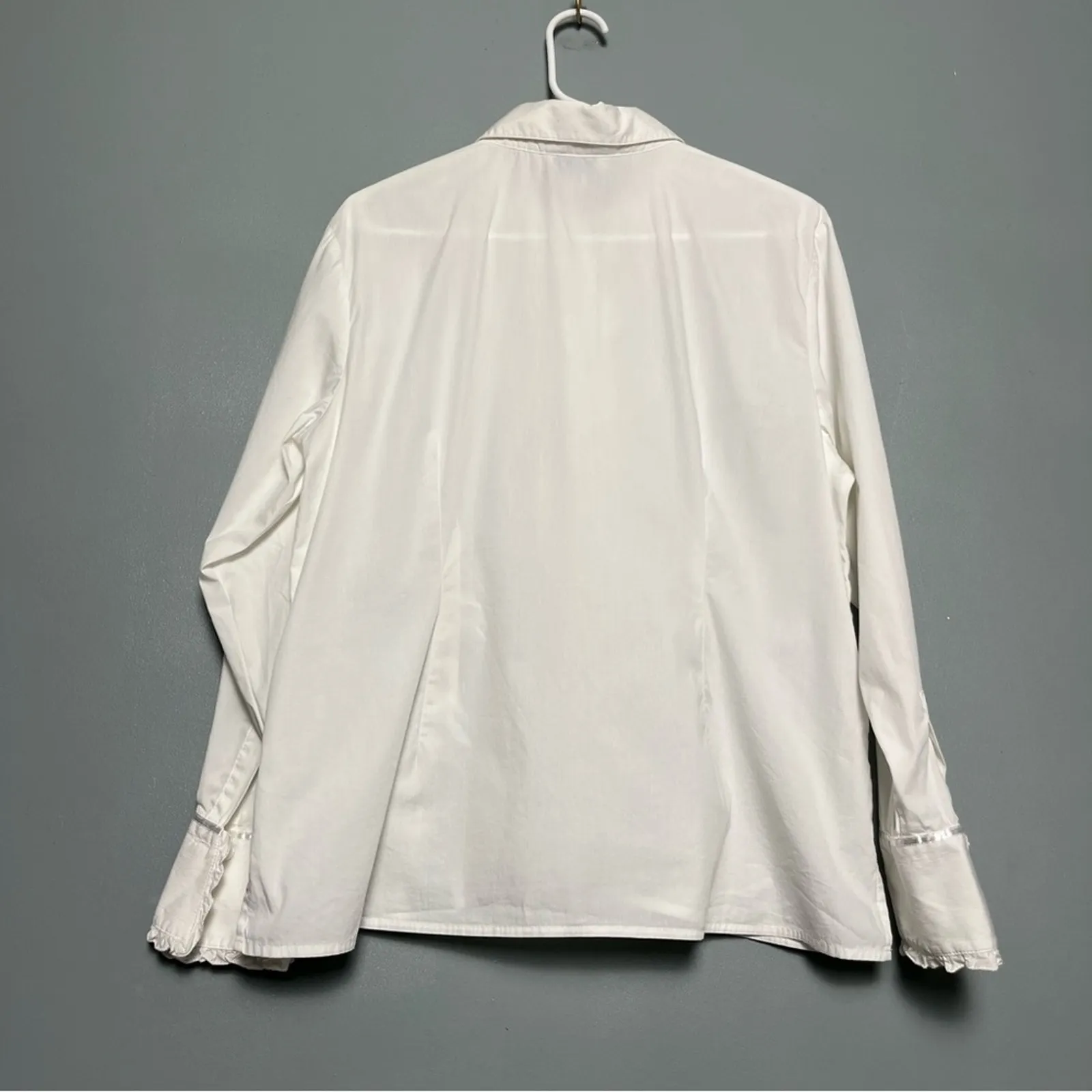 Pendleton  Petites Button Down Ruffle White Long Sleeve Shirt Women’s Size 18 - Image 2