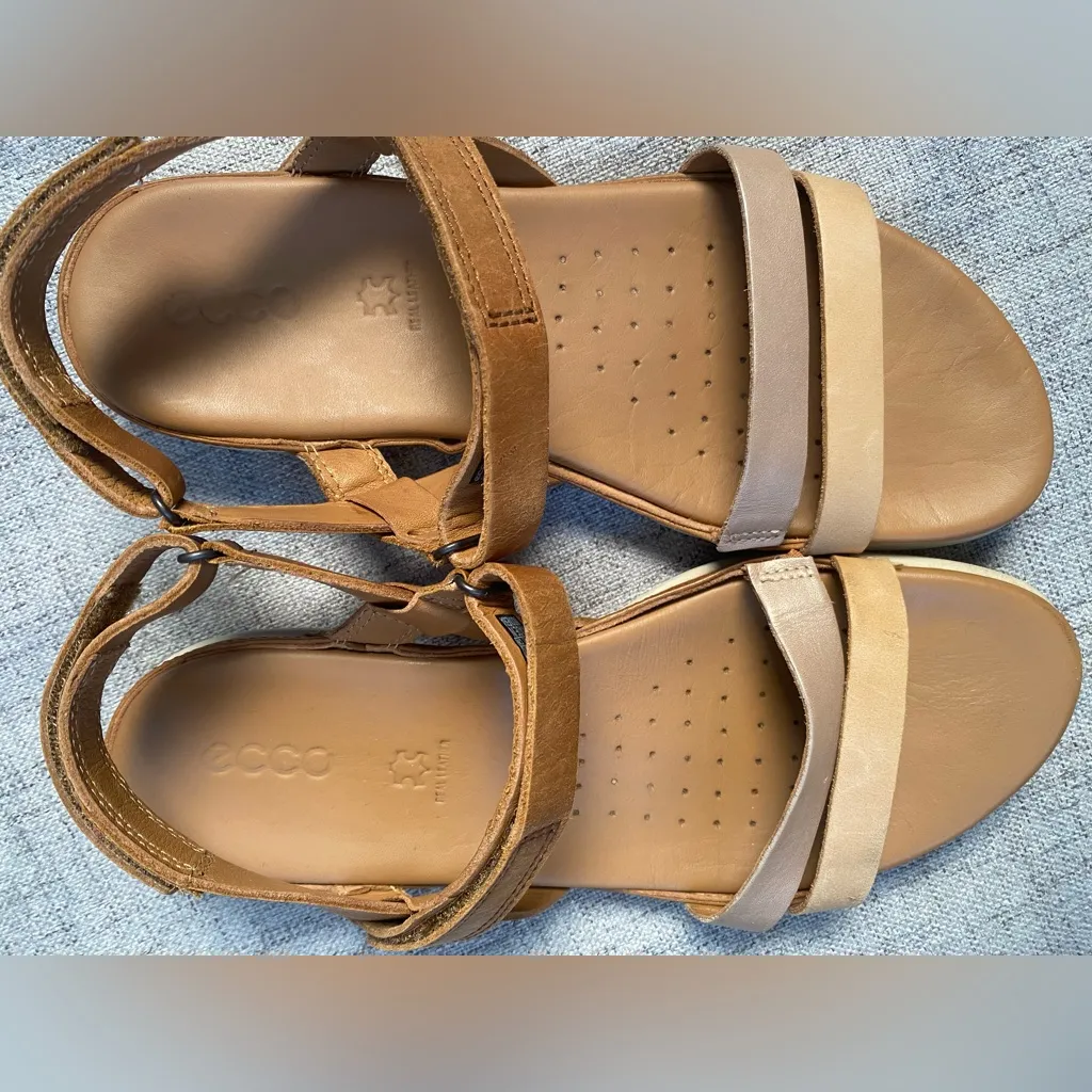 Brown and Tan Sandals ECCO Women's Flash Ankle Strap Sandal Size 9 - Image 5