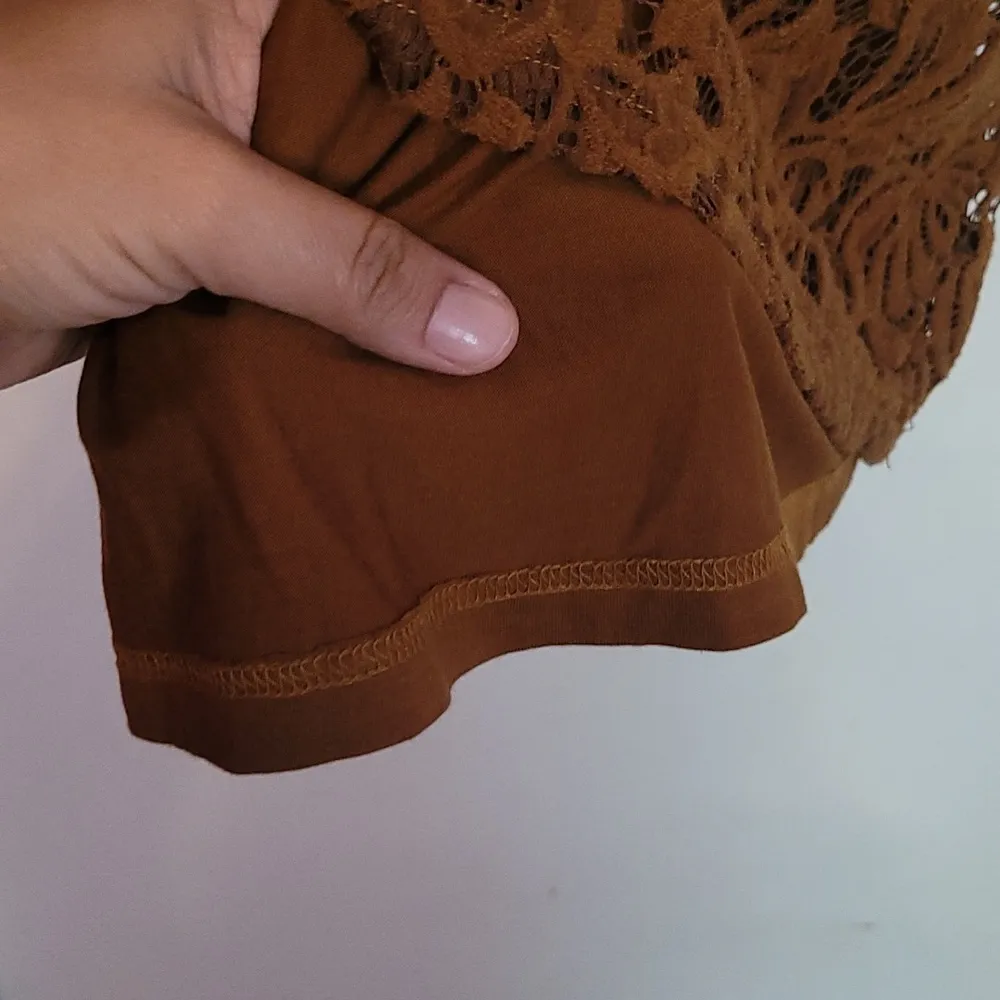 FREE PEOPLE Dana’s Bodycon Textured Lace Dress in Rust Brown Size XS - Image 8