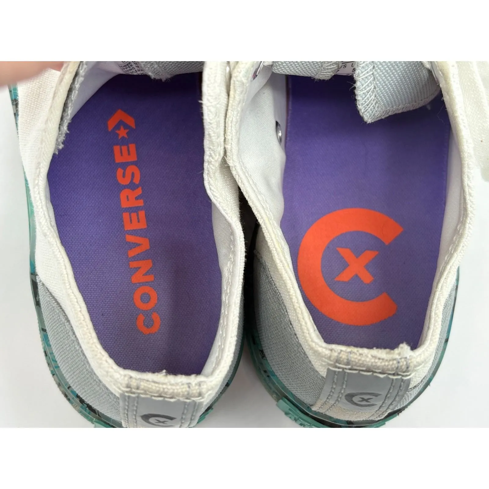 Converse All Star Chuck Taylor Low Top White Gray Marble Sole Sneakers Womens 7 - Image 4