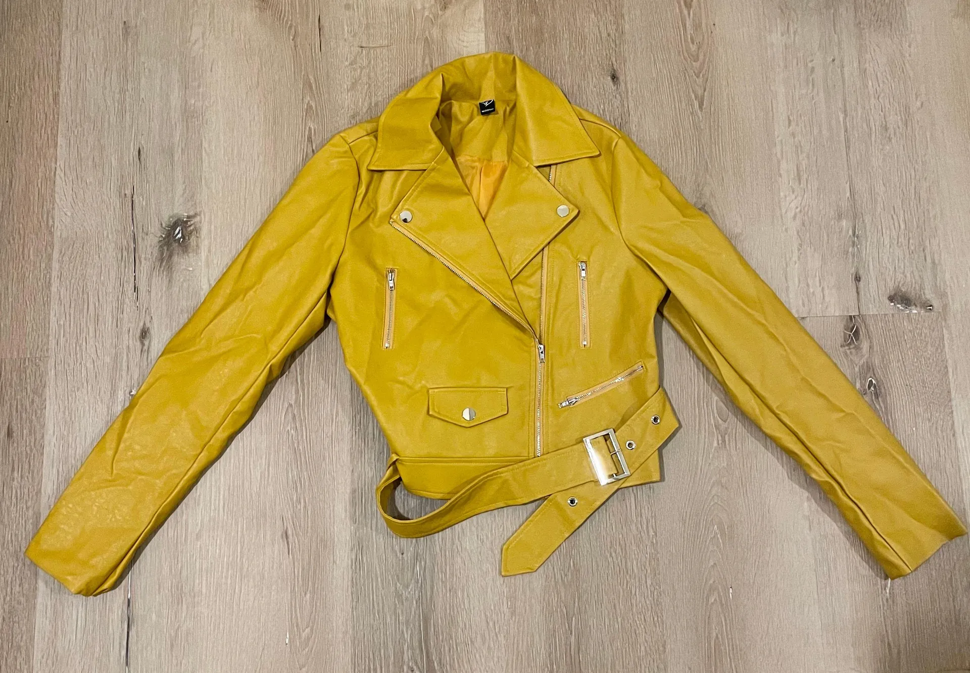 Windsor Yellow Leather Jacket Zip Up Medium - Image 2