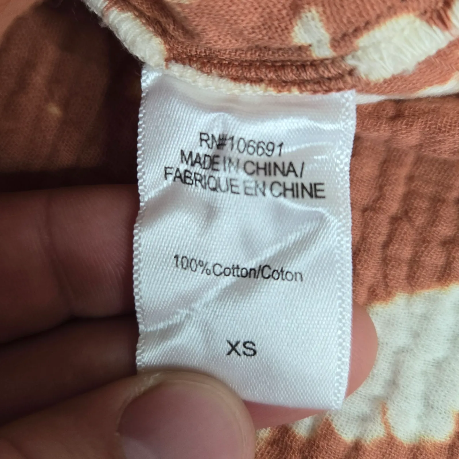 Young Fabulous and Broke Tie-Dye Rust White Cotton Gauze Shirt Dress Size XS - Image 7