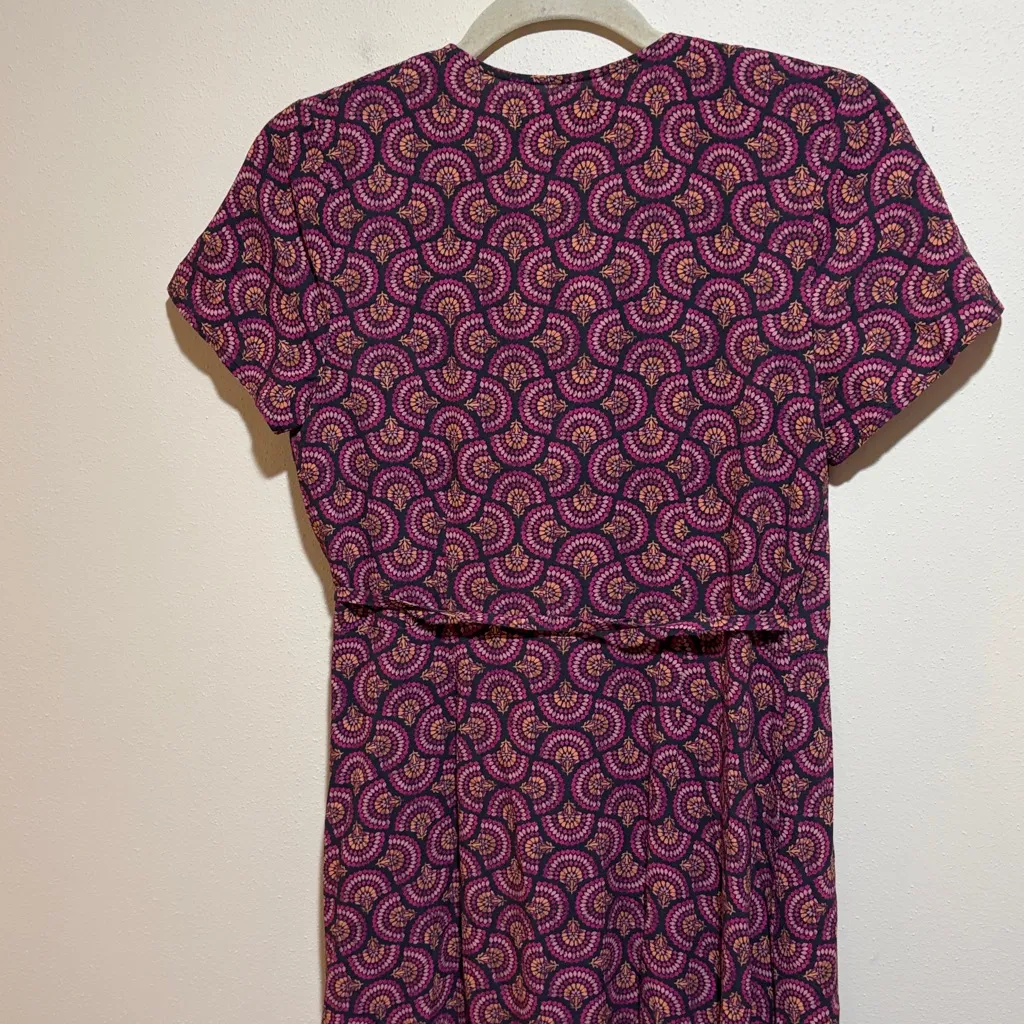 Marine Layer Emlyn Midi Wrap Short Sleeve Dress Fan Block Print Size Small - Image 12