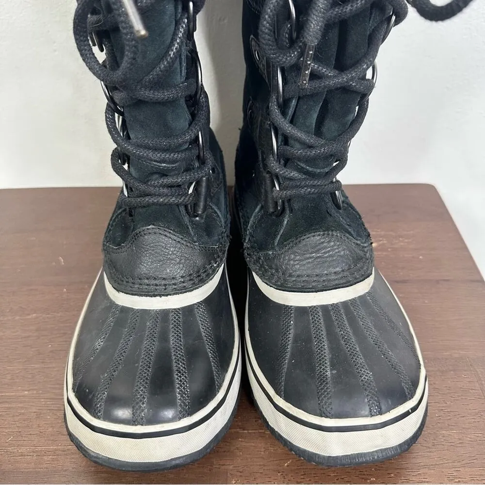 Sorel Women’s Size 8 Joan Of Arctic Lace Up Faux Fur Cuff Black Winter Boots - Image 5