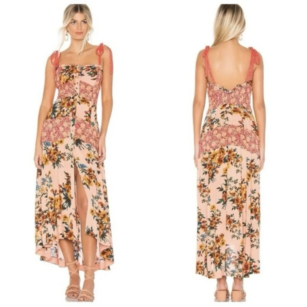 Free People Lover Boy Patchwork Maxi Dress Peach Size 10 Taylor Swift Boho - Image 2