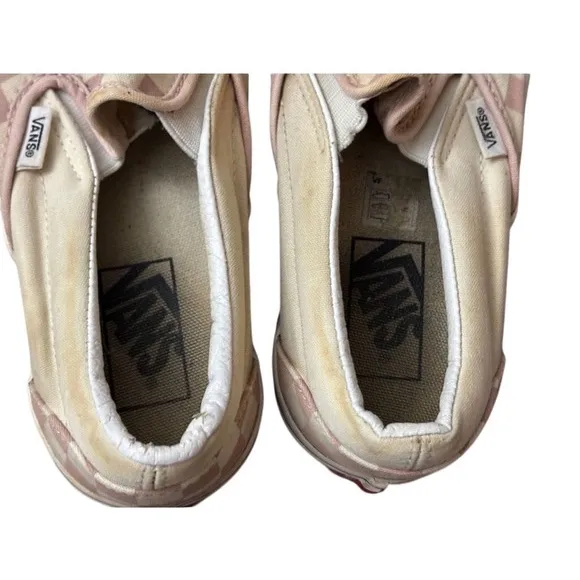Vans Classic Slip‎ On Shoes Women's Size 7 Pink Check Checkerboard Grunge - Image 6