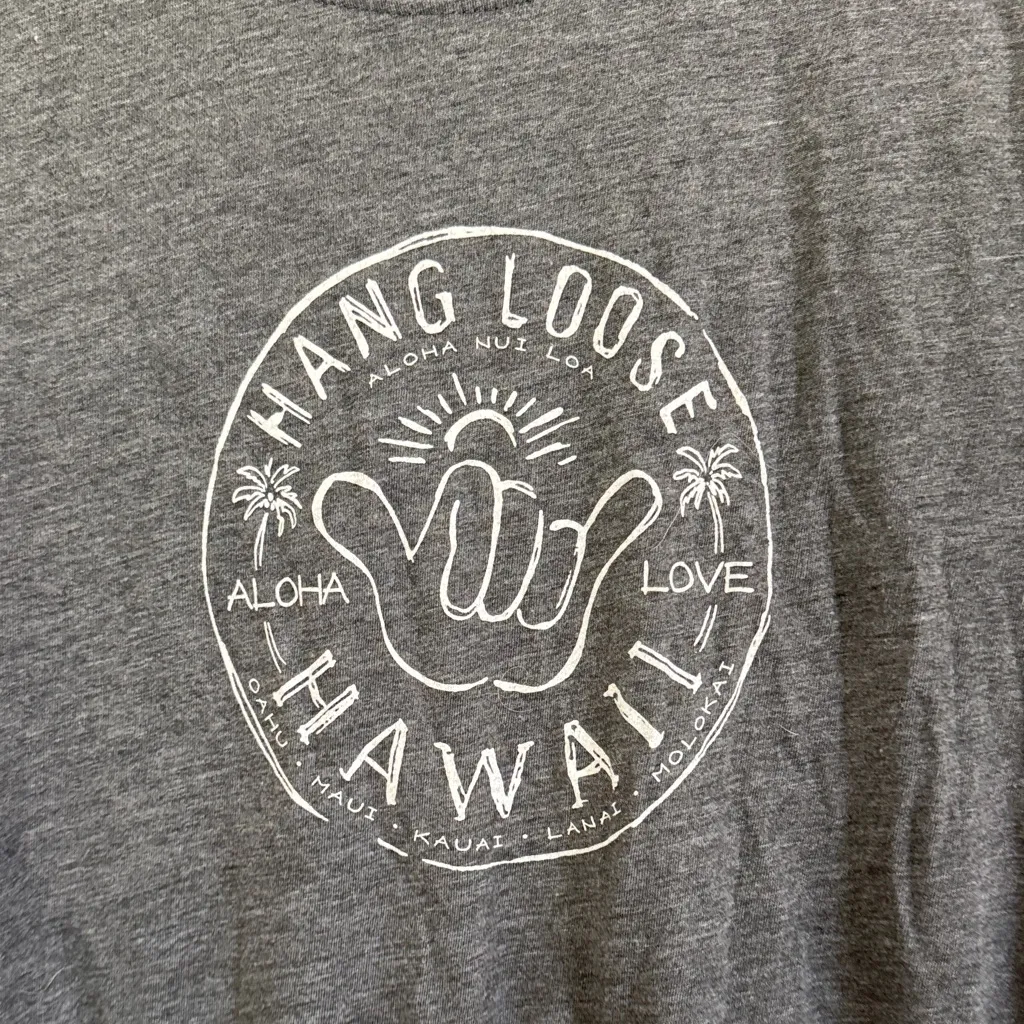 Hang Loose Hawaii Women's Gray Tee Size L - Image 2