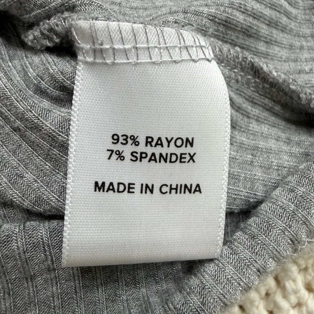 Evereve Gray Long Sleeve Ribbed Top - Image 5