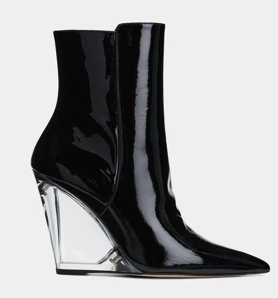 Stuart Weitzman Lucite 100 Wedge Heel Boots in Black, Size EU36.5 US6 New in Box - Image 4
