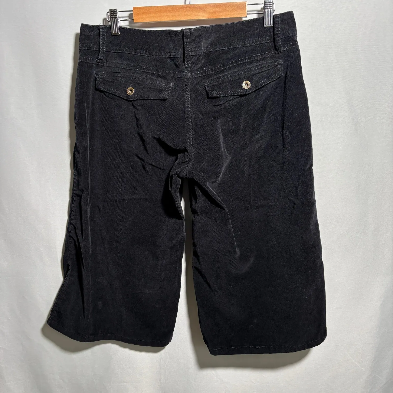 VTG Y2K BeBop Womens M‎ Black Corduroy Capri Cropped Pants Shorts Wide Leg - Image 2