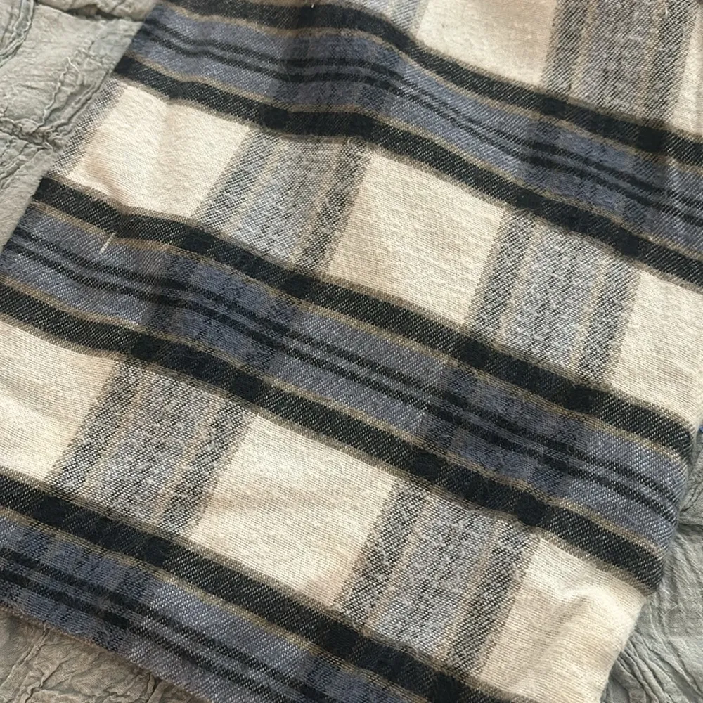 Flannel Plaid Scarf with Hidden Zipper Pockets Blue - Image 3
