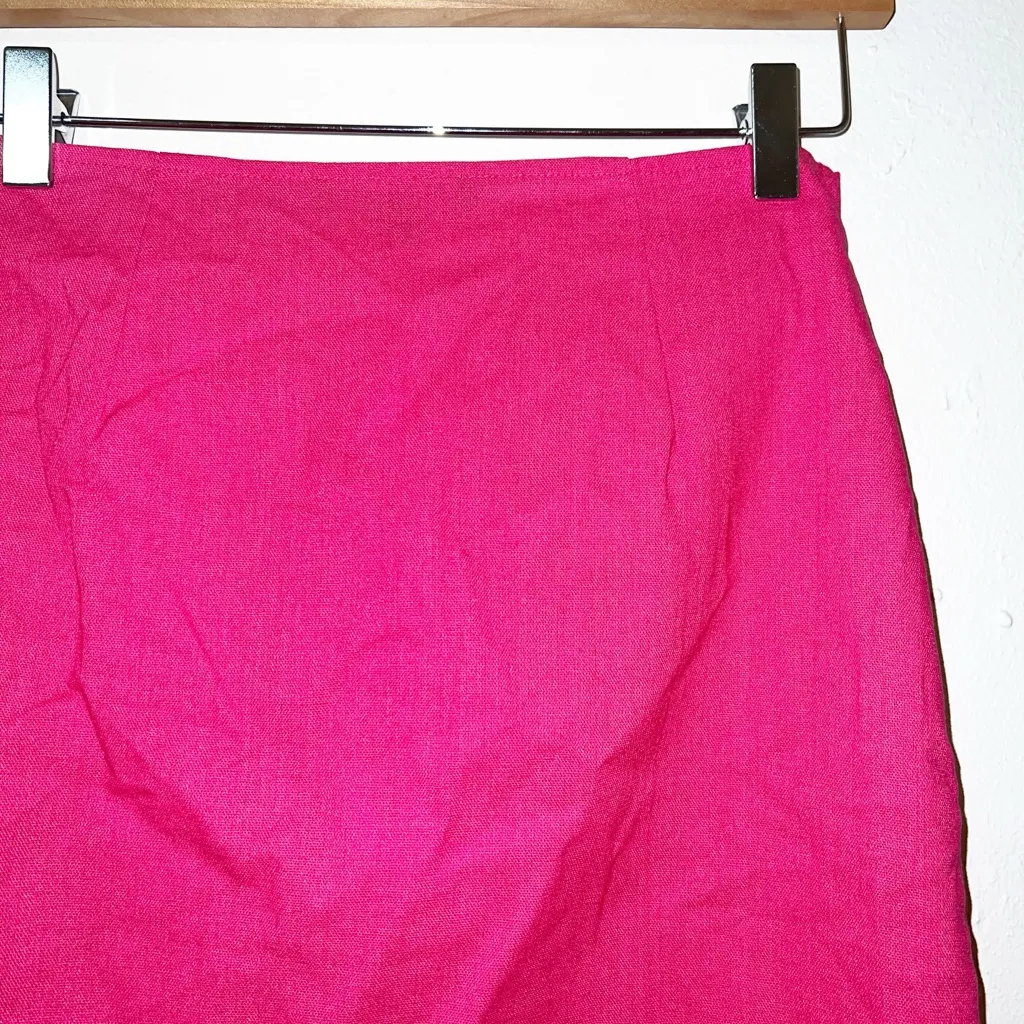 Lulus hot pink gathered twist front womens cotton linen and polyester mini skirt - Image 6