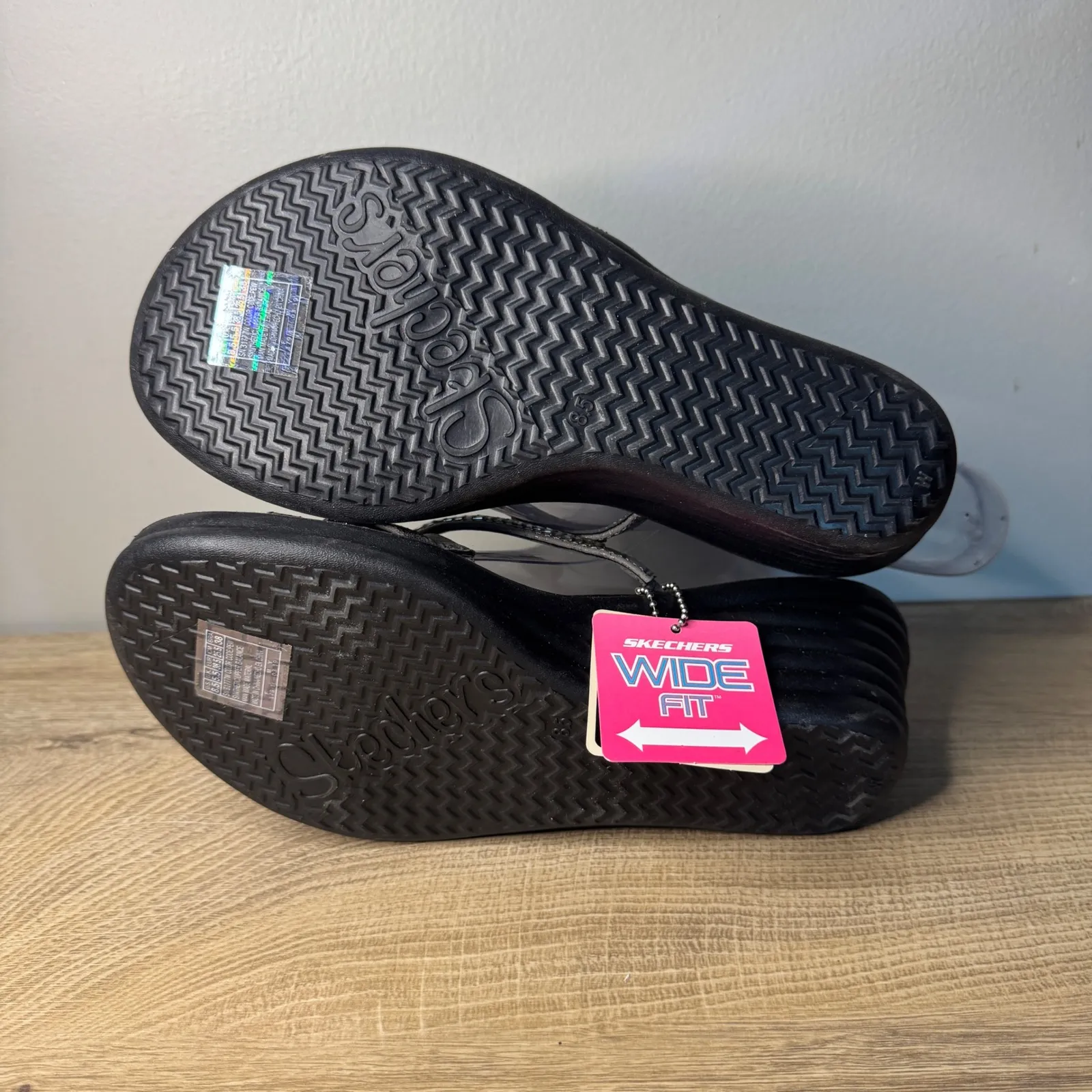 Skechers Cali Wedge Sandals Womens 8.5 W Pewter Memory Foam Comfort Wide‎ Fit - Image 7