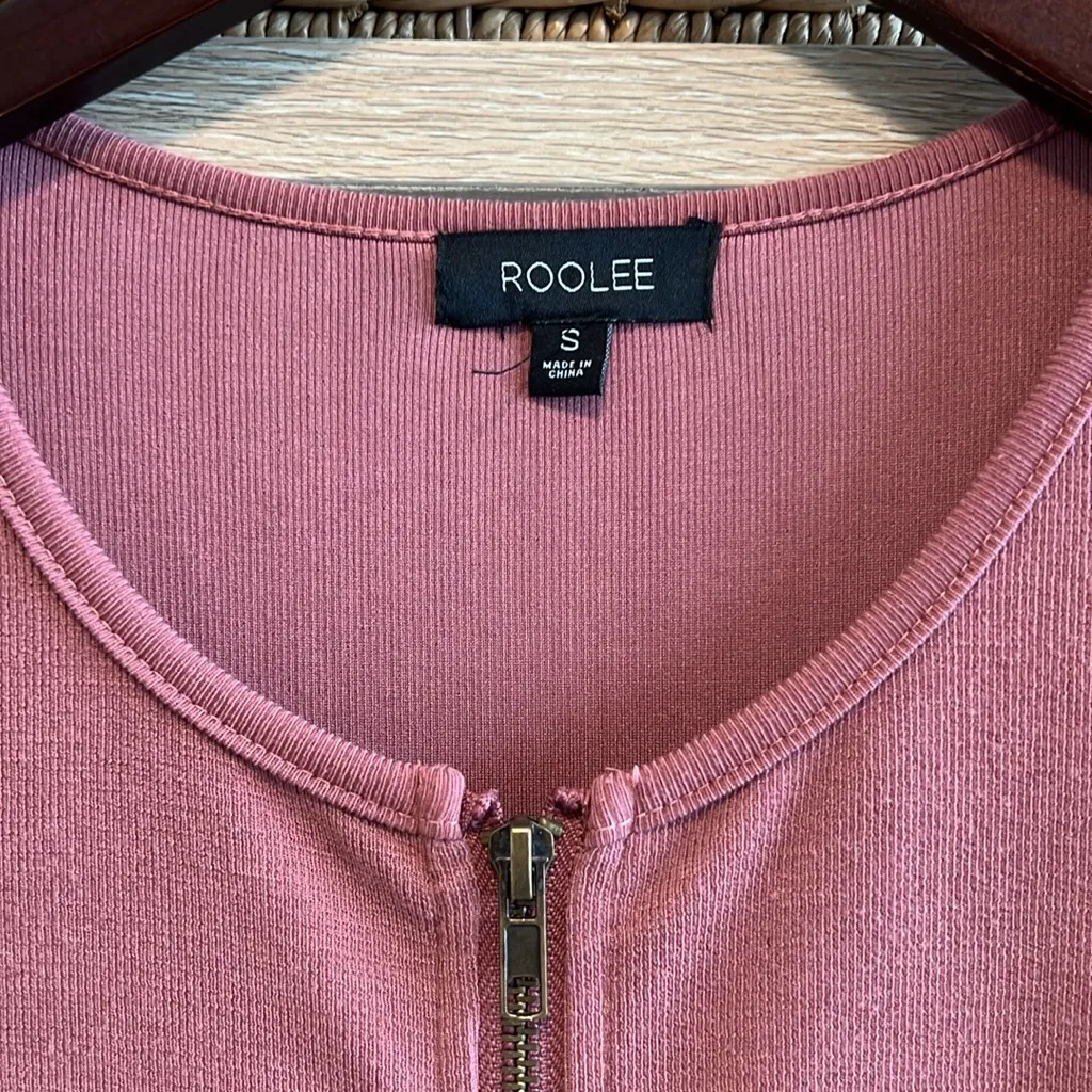 Roolee Stretch Rib Knit Long Sleeve Zip Front Dress w/Pockets!, S - Image 3