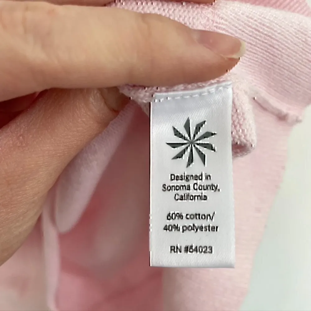 ATHLETA Rally Hoodie Sweater Light Baby Pink Gray Stripe Knit Hooded Sweatshirt - Image 6