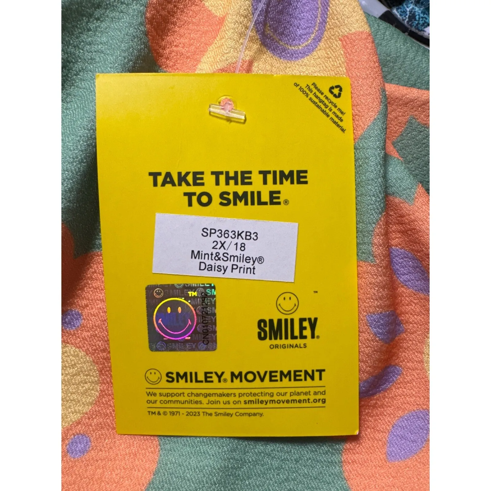 Smiley World Flare Leggings Mint Green Daisy Print Trendy Funky Pants 2X Size XXL - Image 4