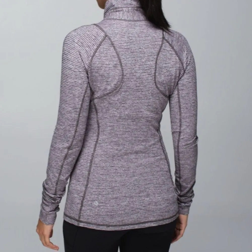 Lululemon Race Your Pace 1/2 Zip Gray Purple Striped 4 - Image 2