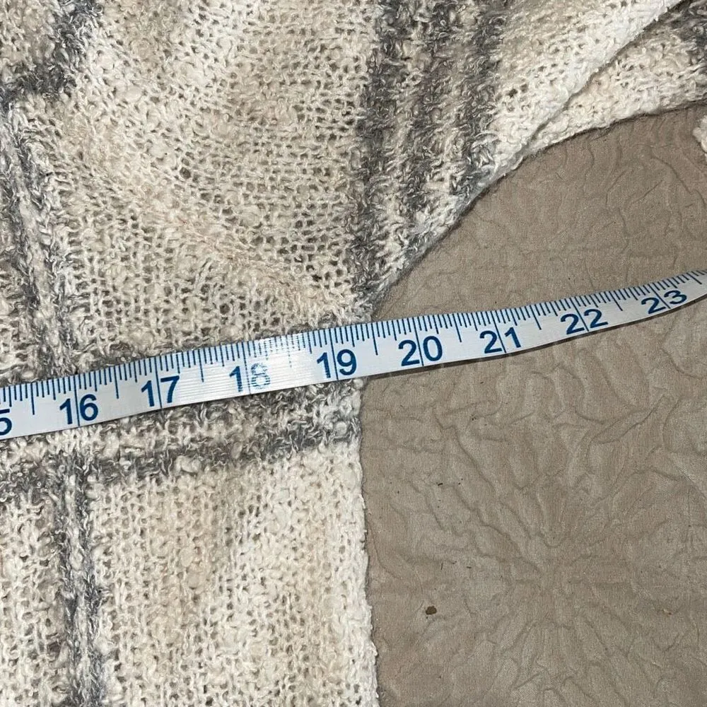 Joie Cardigan Sweater Button Up Plaid V Neck Long Sleeve Knit Cream Gray Women’s - Image 7