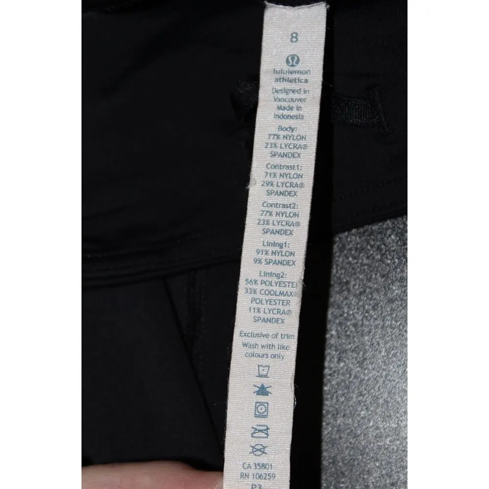 Womens Lululemon Chase Me Black Nylon Spandex Capri Cropped Leggings Pant Size 8 - Image 5