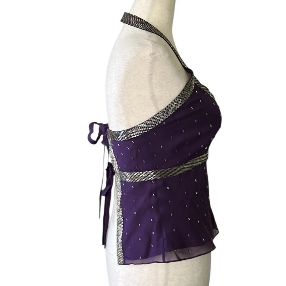 Tokyo Denim Silk Halter Blouse that ties in back Purple - Image 10