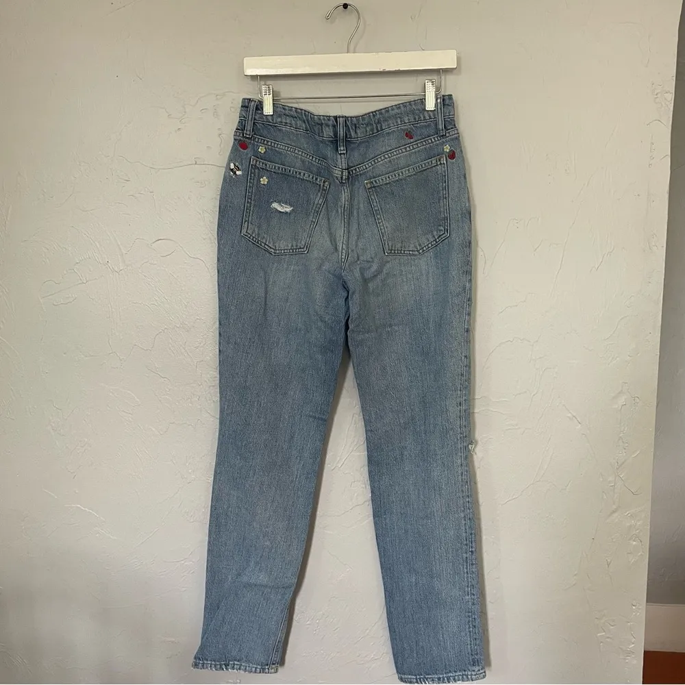 We the Free Cottagecore Soft Girl Embroidered Ankle Cropped Distressed Jeans - Image 3